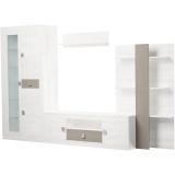 Mueble de Salón Moderno con Leds, Acabado en Andersen Pino -Gris, 40 cm (Fon), 300x200 cm