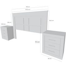 BricoExpo - Pack Cabecero de 160 x 120 cm + 2 Mesitas de Noche | Color Puccini y Textil (para Cama de 135-140 o 160)