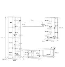 Mueble de TV, Estante, Vitrina y Mueble de Colgar | Medidas: 260 x 40.6 x 200 cm | Color Roble Artisan con Detalles en Gris