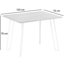 Conjunto Mesa y Sillas Comedor/Cocina: Mesa madera y Patas Metálicas Blancas (76x100x70 Cm) + 5 Sillas (80x40x55 Cm )