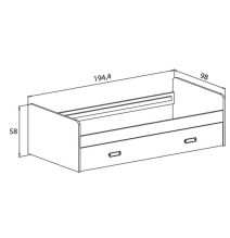 Cama Nido de Melamina Color Andersen y Grafito – Ancho 194,4 cm x Fondo 98 cm x Alto 58 cm, Ideal para Habitaciones Juveniles.