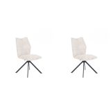 Pack de 2 Sillas Tapizadas en Tela Beige, Patas Negras, Asiento y Respaldo Ergonómicos y Acolchados Medidas 63x48x93 cm